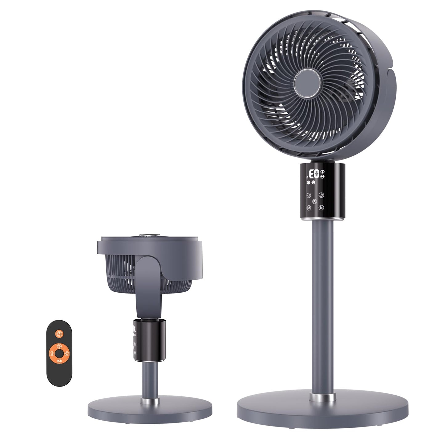 100ft CirculAir Oscillating Standing Fan for Bedroom, Quiet Pedestal Floor Fan with 17"-37.8" Adjustable Height, AC Motor, Ultra Quiet 36-50dB, Touch & Remote Control, 3 Speeds, 12H Timer