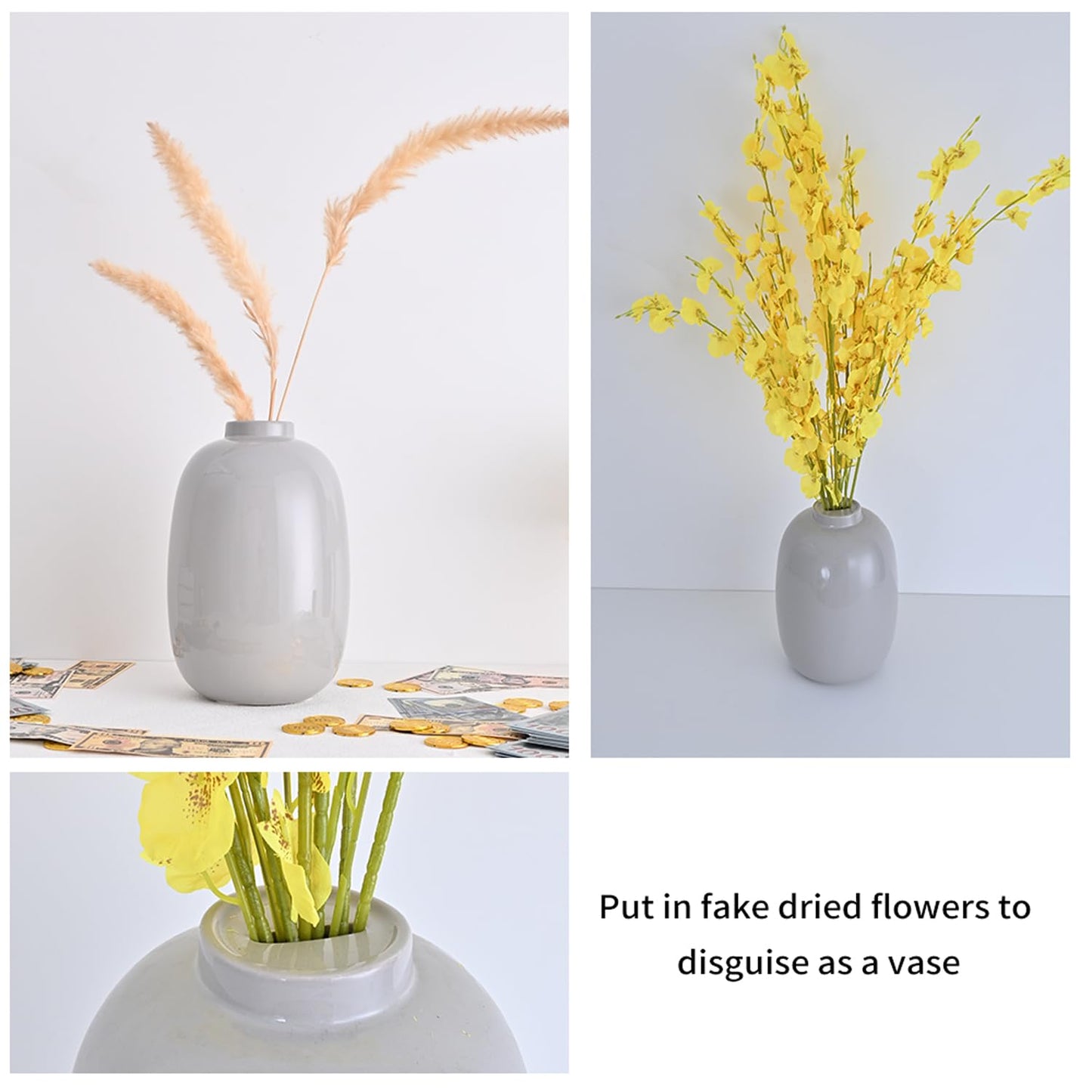 Large Piggy Bank for Adults Must Break to Open,Ceramic Money Bank,Alcancias De Dinero para Adultos,Girls Piggy Bank Boys,Coin Bank,Modren Home Decor Living Room,Disguise as Vase