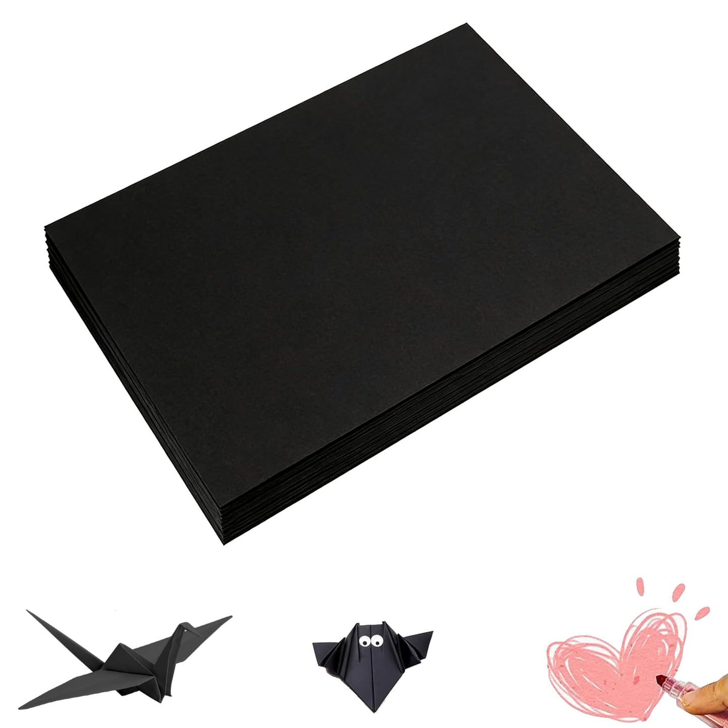 300 Sheets Arts Craft Paper for Drawing 18” x 24” Black Construction Paper for Art Project Supplies, Standard Weight