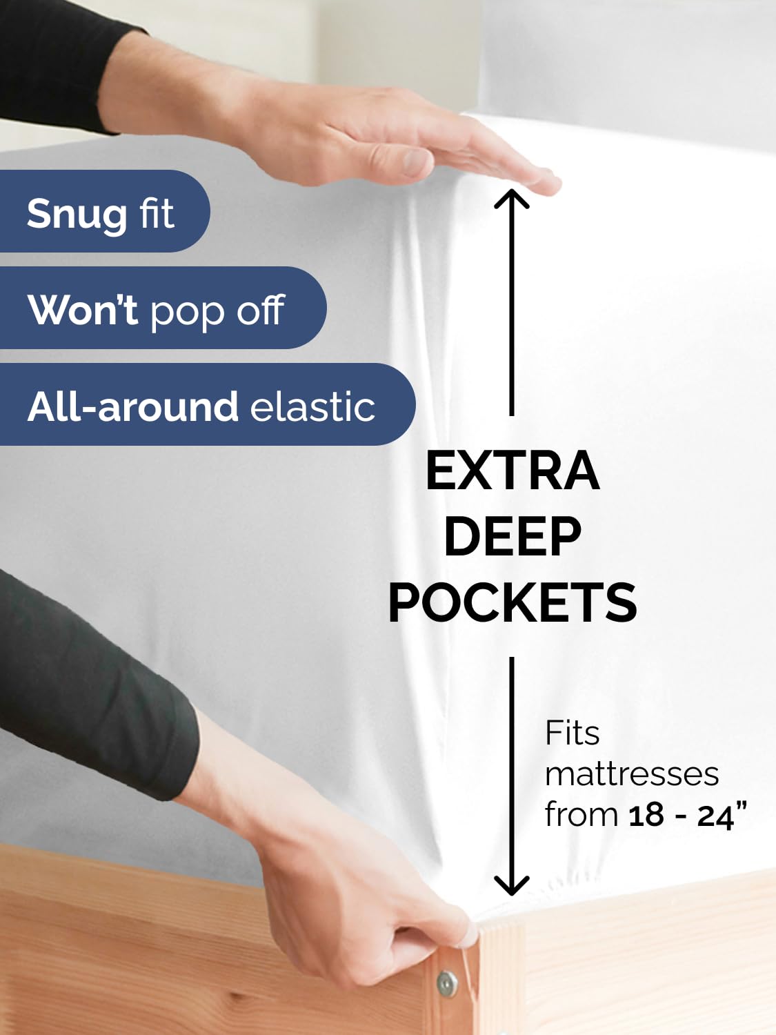 Extra Deep Pocket Queen Sheet Set - 4 Piece Breathable & Cooling Bed Sheets - Hotel Luxury Sheet Set - Ultra Soft, Wrinkle Free & Comfy - Easily Fits Extra Deep Mattresses - Deep Pocket White Sheets
