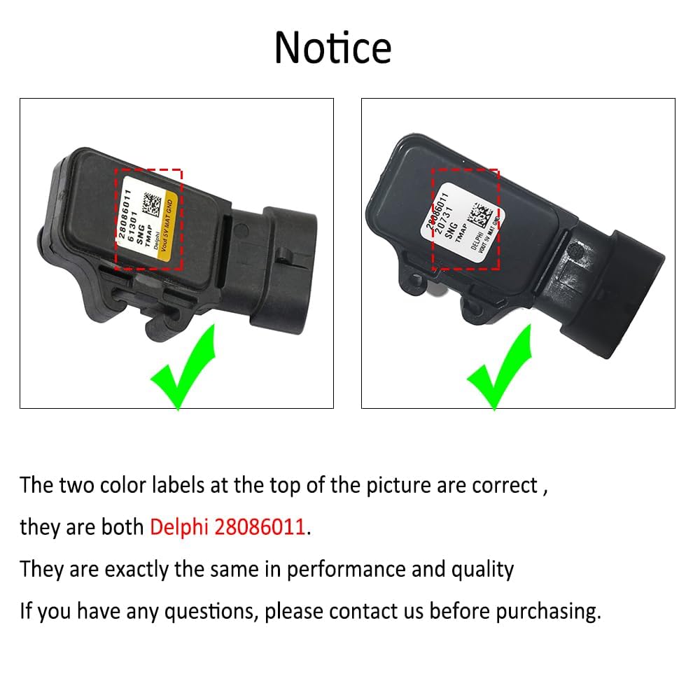 Chikia OEM Hisun MAF Temp Pressure Sensor Compatible with EFI UTV 400 450 500 550 700 750 800 1000 Coleman Outfitter 400 500 700 Cub Cadet Challenger,28086011