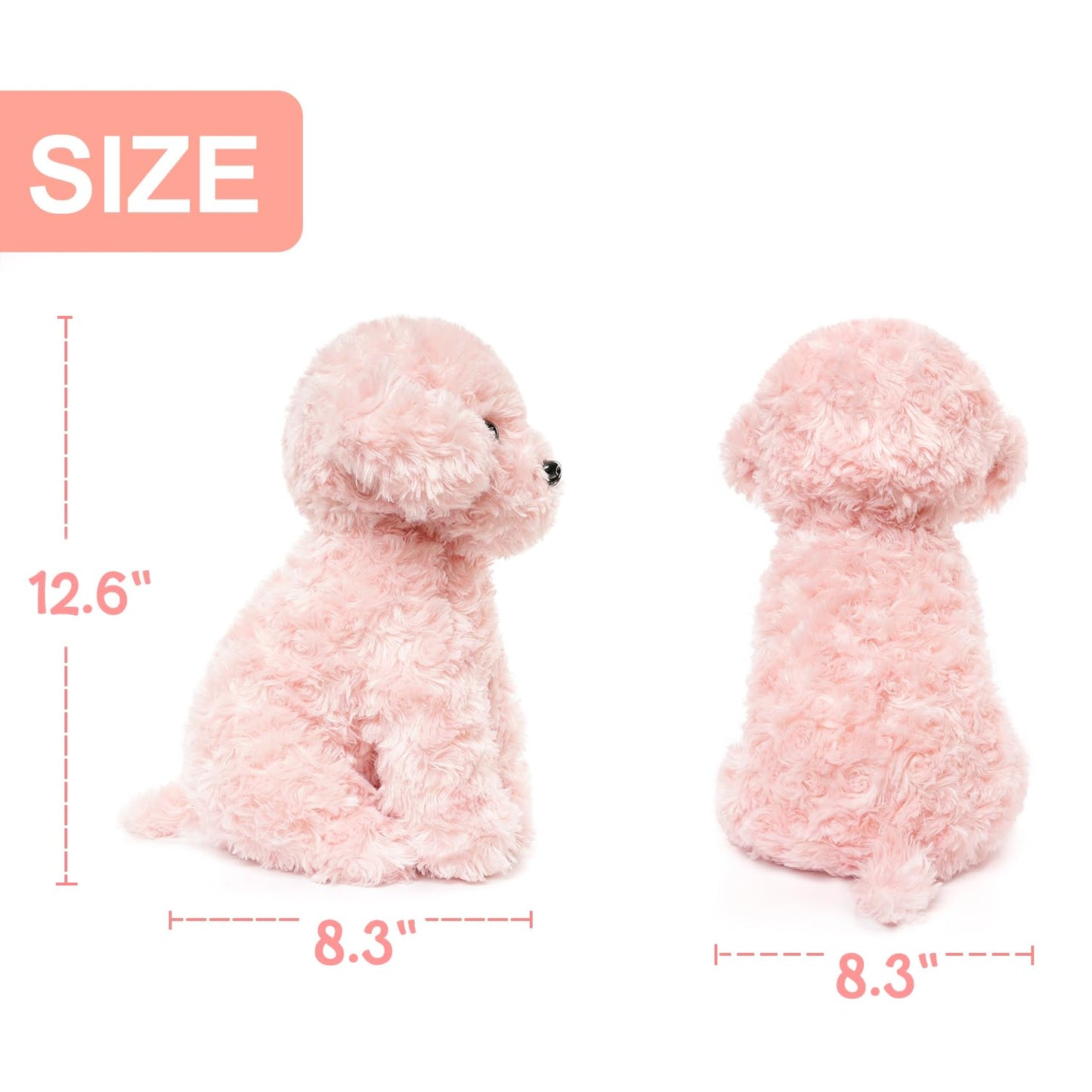 WEIGEDU Pink Puppy Dog Stuffed Animals Plush Toys, Pink Toy Poodle Bichon Frise Maltese Stuffed Dog Plush, for Girls, Kids, Babies, Birthday, Easter, Christmas -32cm