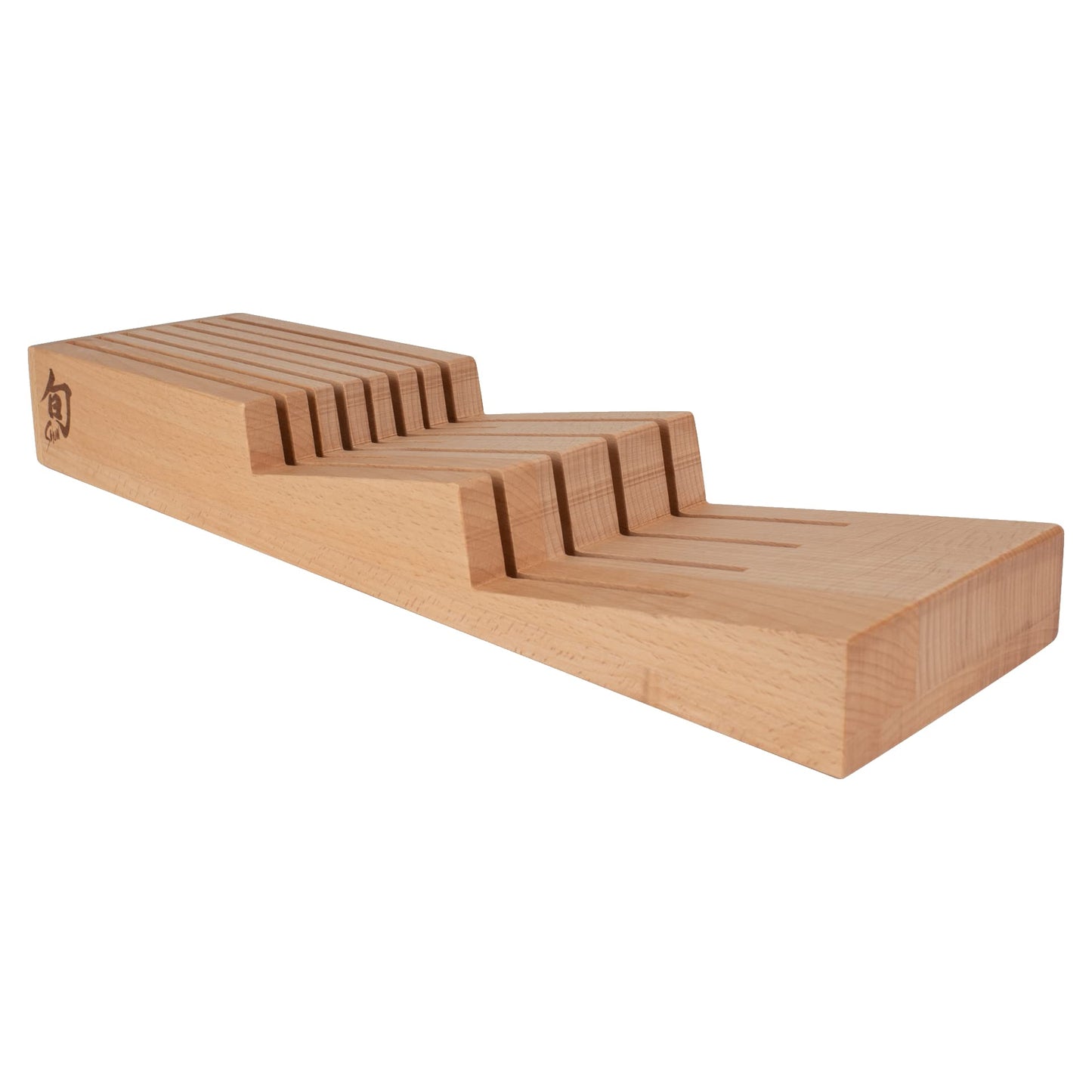 Shun Drawer Knife Tray, 7 Slot Wooden Knife Holder, Genuine Beechwood, Kitchen Storage for Professional and Home Chefs
