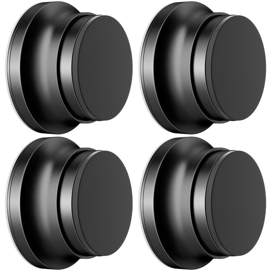 4PC Door Stoppers for Wall, 1.65 x 0.9 Inch Door Knob Wall Protector with Silicone & Aluminum Alloy, Adhesive & Screw Mounting Door Bumper for Home & Office Walls, Black