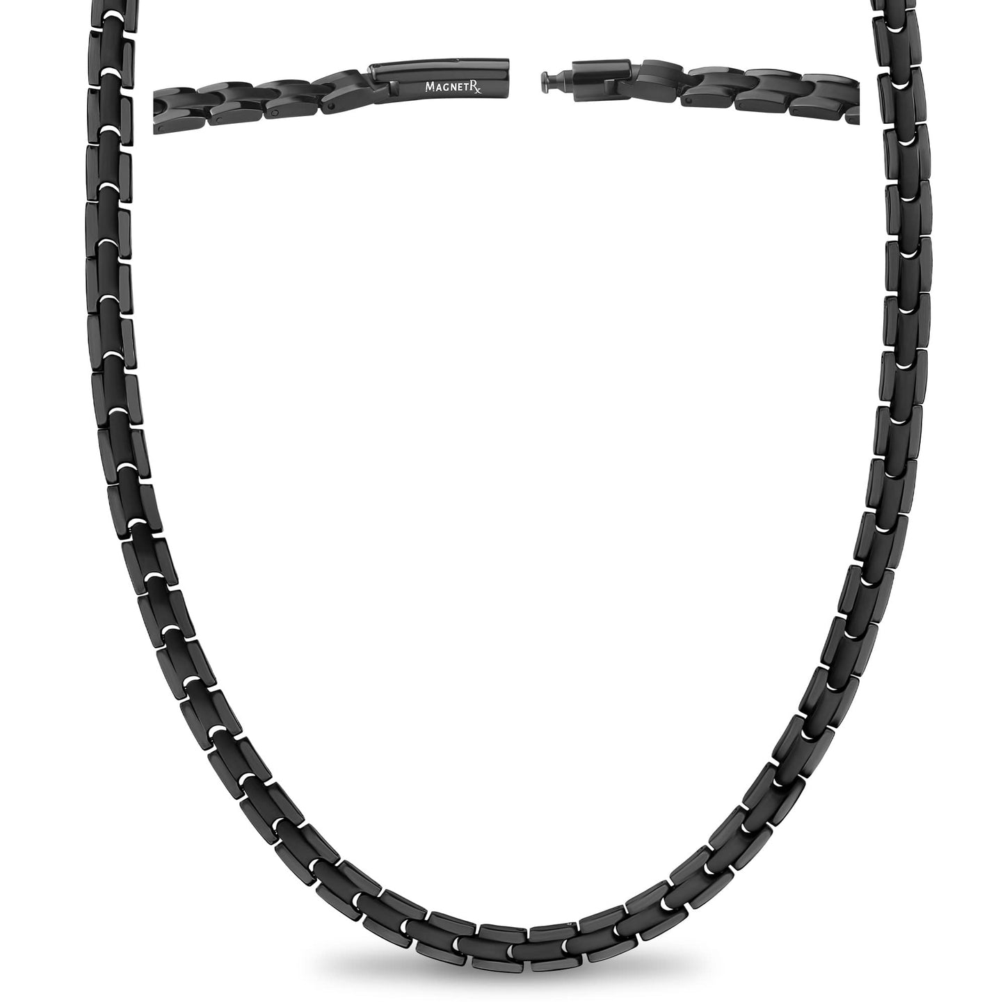 MagnetRX® Titanium Magnetic Necklace – Ultra Strength Magnetic Necklaces for Men & Women – Effective Titanium Necklace with 62 Magnets (Black, 21.5 Inches)