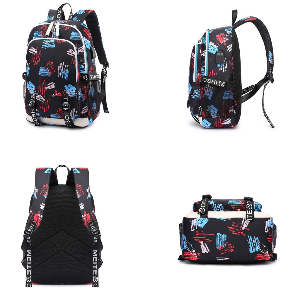 KARFRI Soccer Player 7 Multifunction Sport Backpack Travel Laptop Football Fans Bag for Men Women (Blue lines - 2)