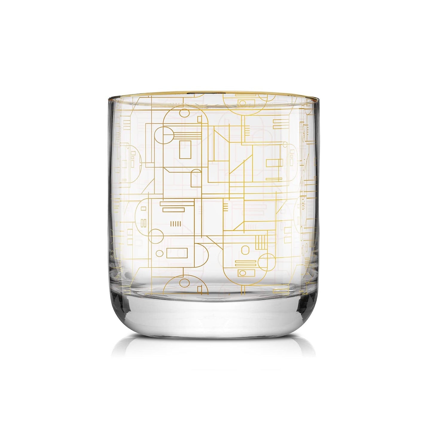 JoyJolt Star Wars Glassware. 'Deco' Lowball Glasses Set of 4, 10oz Star Wars Glasses. Short Tumbler with Darth Vader in Retro Crystal Glass Cup. Double Old Fashioned Rocks or Water Glass