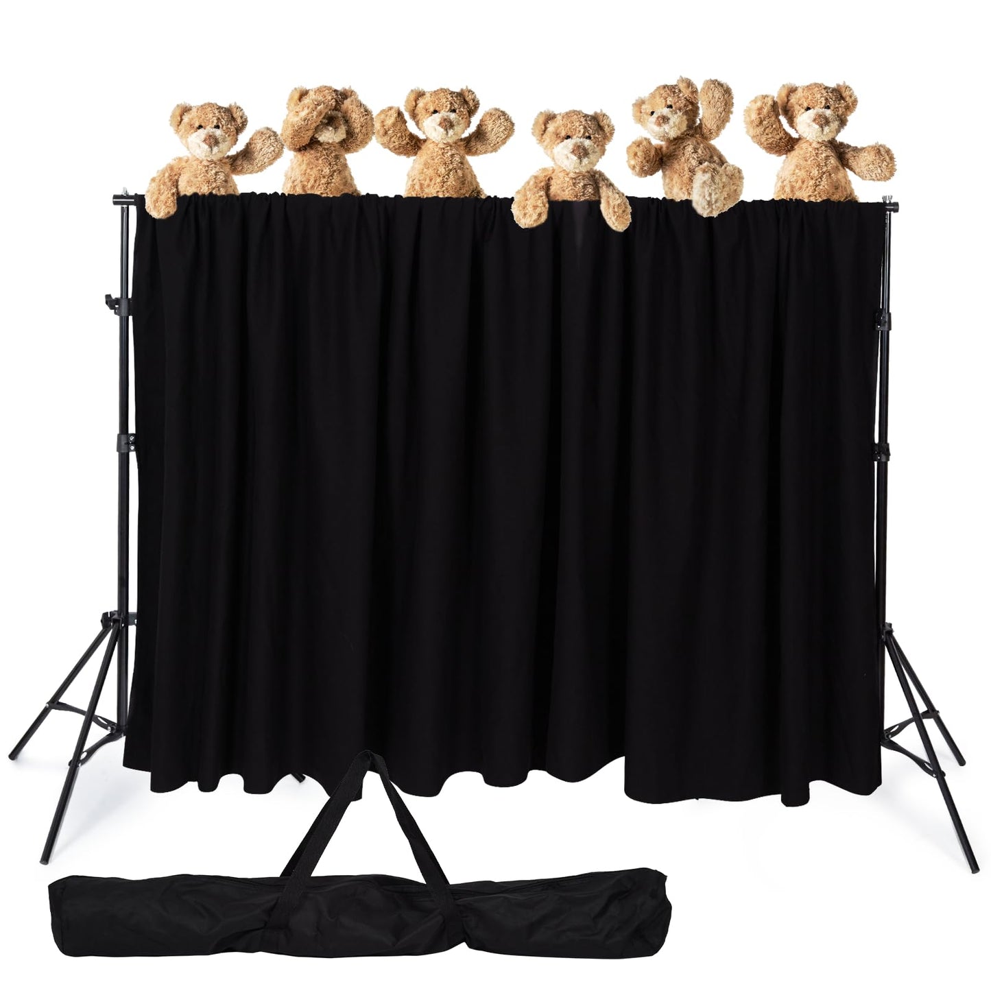Niyanghome Classroom Puppet Stage, Puppet Show Theater with 2 Tripods, Cross Bar, Curtain and Carrying Bag, Portable Stage Suitable for School, Churches, and Family Shows