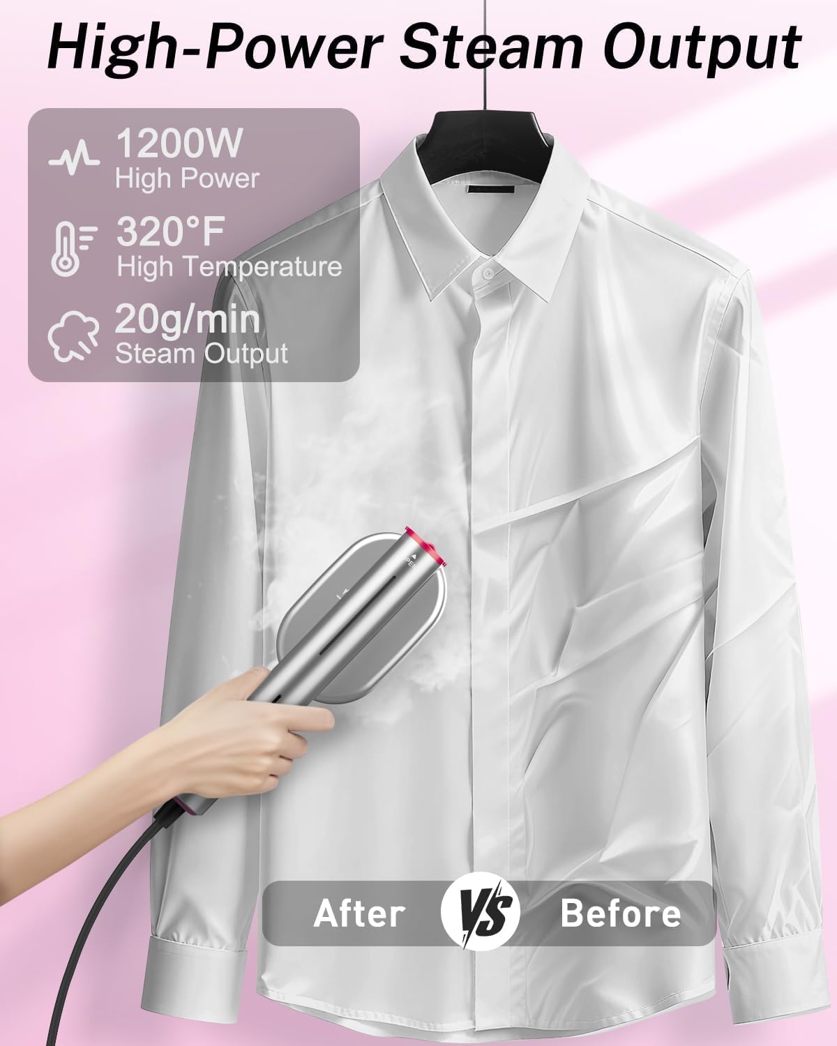 ELORTI Portable Steamer for Clothes, Mini Travel Handheld Steamer 2 in 1-1200W Steam 10S, 90 Rotatable Handle, Foldable Lightweight Garment Steamer for Business Trip Vacation Cruise