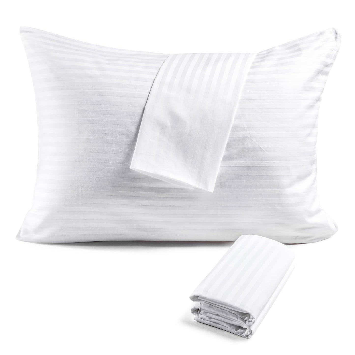 FAUNNA 600TC 100% Cotton Pillow Protectors, King Size (20x36), 6 Pack, Oeko-TEX Certified, Hotel Grade Pillow Cover with Silent Zipper, Zip Up Pillow Cases, White