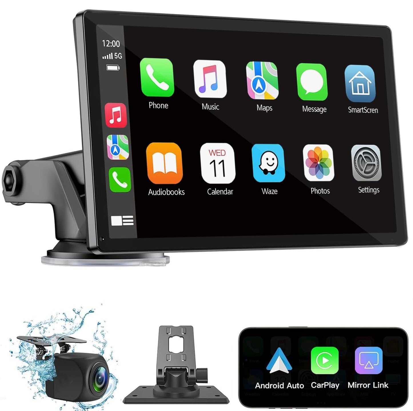 Wireless Carplay Screen for Car 7" HD Portable Car Stereo (7")