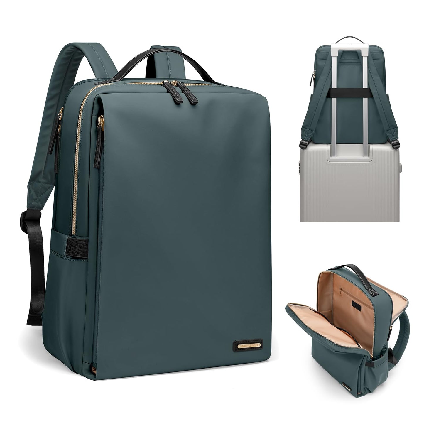 GOLF SUPAGS Stylish Laptop Backpack for Women Airline Approved Perfect for Work College and Travel Multi-Functional Casual Daypack Fits 15.6 Inch Notebook (Atrovirens)