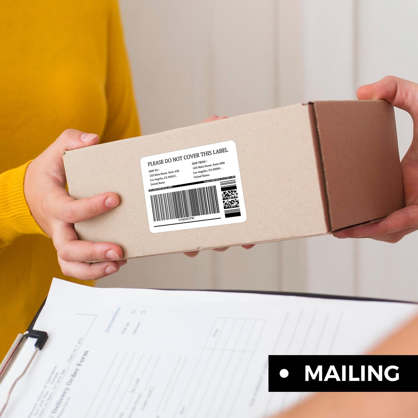 DK-2205 Shipping Labels Compatible with QL800-QL820NWB-QL810W - 2.4” x 100 ft, Includes 12 Rolls Continuous Labels with 1 Detachable Frame, Fit for Brother QL Printers