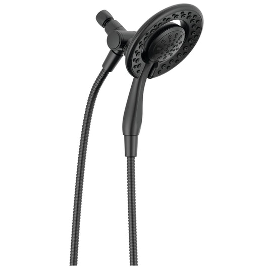Delta 4-Setting In2ition 2-in-1 Dual Shower Head with HandHeld Spray, Matte Black Detachable Shower Head with Hose, Showerhead, 1.75 GPM Flow Rate, Matte Black 75486CBL