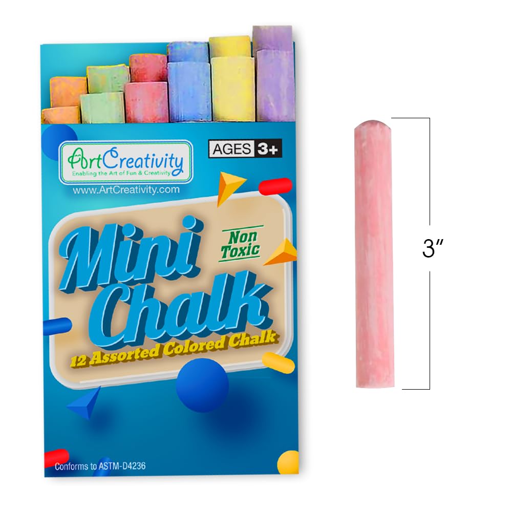 ArtCreativity Mini Chalk Set for Kids, 24 Boxes, Each Box Has 12 Blackboard Chalk Sticks, Non-Toxic Art and Craft Supplies, Birthday Party Favors for Boys and Girls, Goody Bag Fillers, Classroom Gift