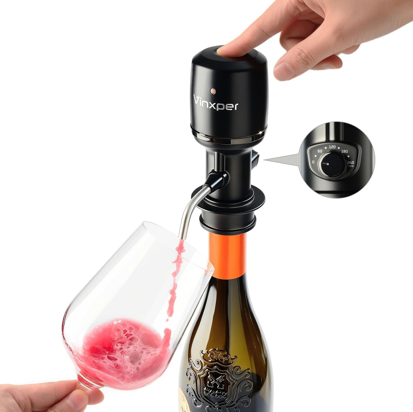Wine Aerator for Instant Decanting (Upgraded) - No Waiting Time, Wine Decanter & Wine Dispenser 2 in 1, Rechargeable Electric Wine Aerator with One-Touch Pour Design, Ideal Dad Gift & Wine Accessories
