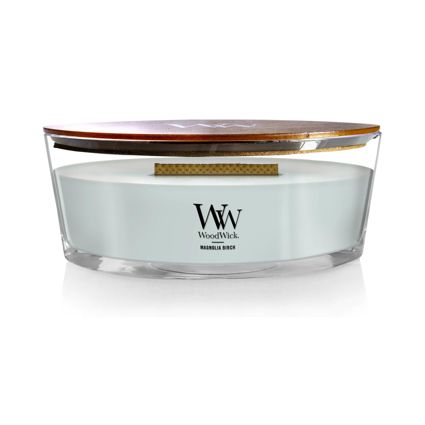 WoodWick Magnolia Birch Holiday Candle Gifts for Women and Men, 16 oz Ellipse Candle with Crackling Wick