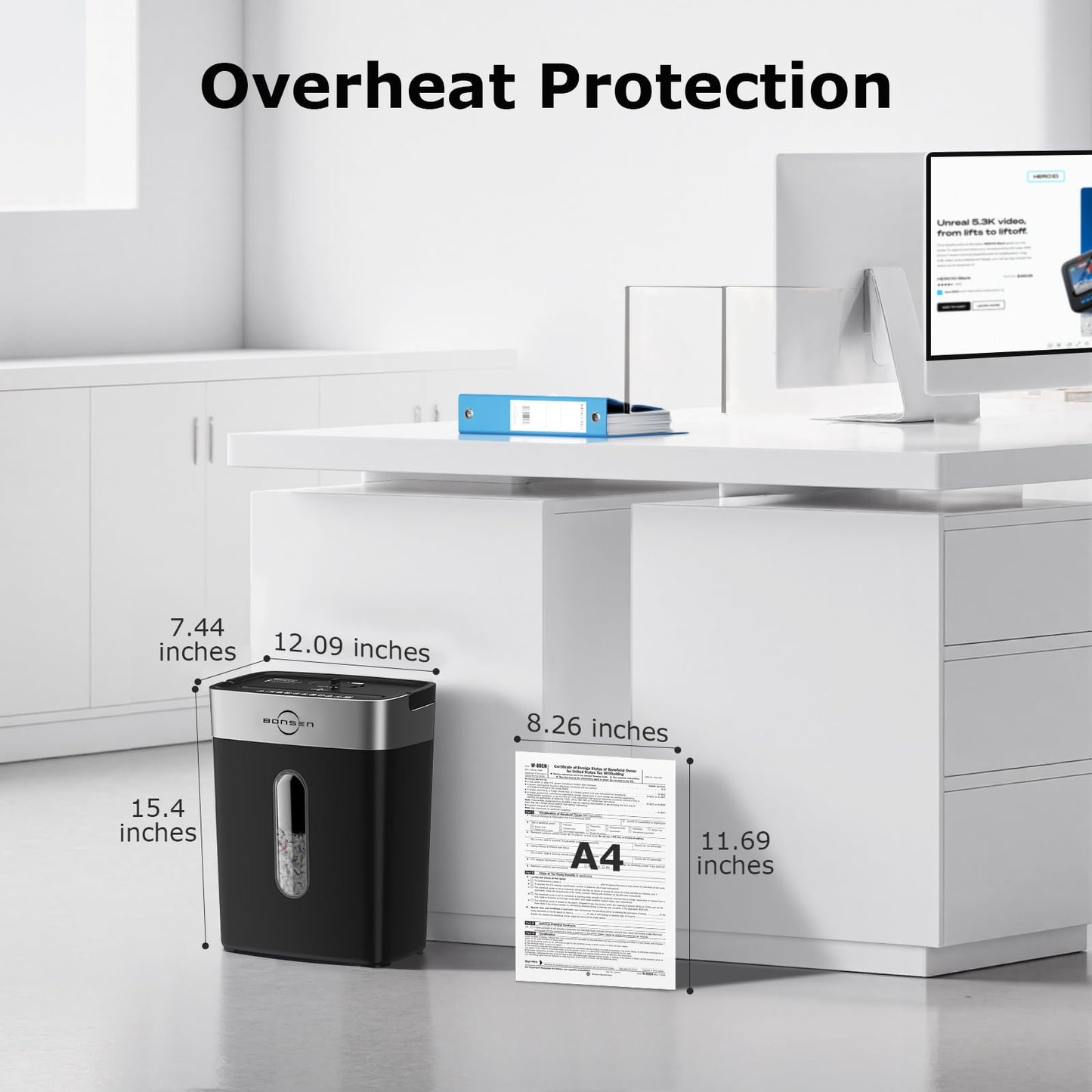 Bonsen 10-Sheet Cross Cut Paper Shredder for Home Office, P-4, Portable Handle, 4 Gallons Bin, Paper and Credit Card Shredder, Black (S3201 New Version)