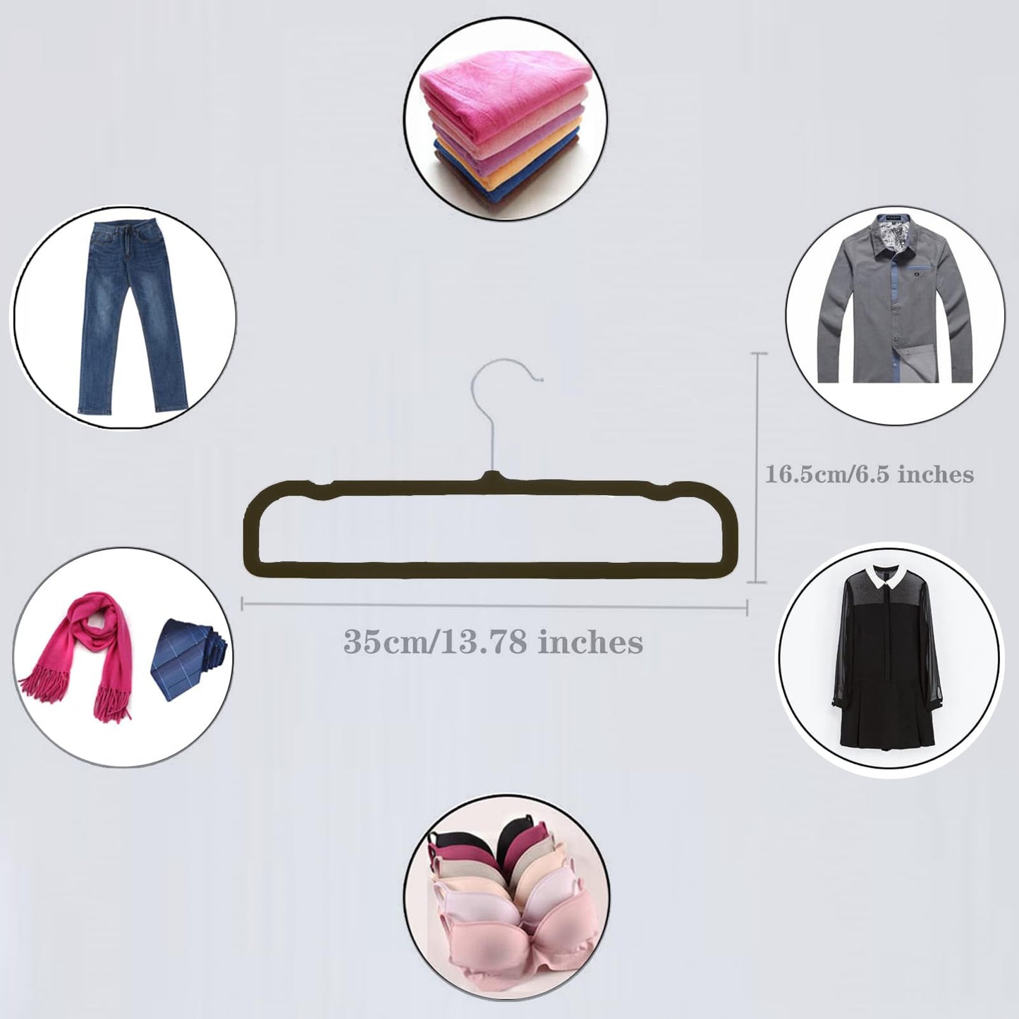 HGYZE Velvet Pants Hangers with Non Slip Bar, 20 Pack Felt Trouser Hanger, Perchas Terciopelo, Percha para Pantalones with 360° Swivel Hook for Spaghetti Strap Dresses, Shorts, Jeans, Slack, Black