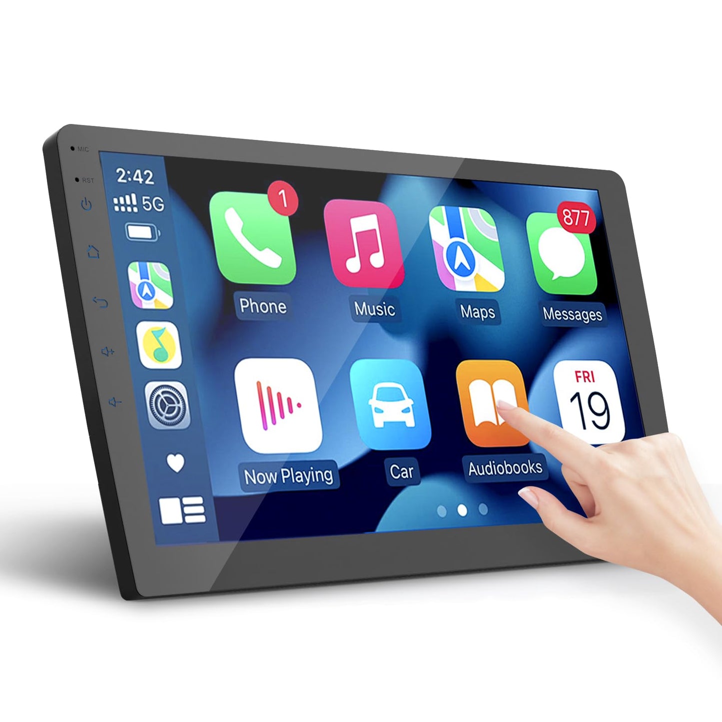 Haudio Double Din Car Stereo, 10.1" HD Touchscreen with Wireless Apple Carplay & Android Auto, Mirror Link, Bluetooth 5.4, SWC, Subwoofer, 5.1 CHN, Backup Camera, 4+64GB, FM/AM Car Radio Receiver