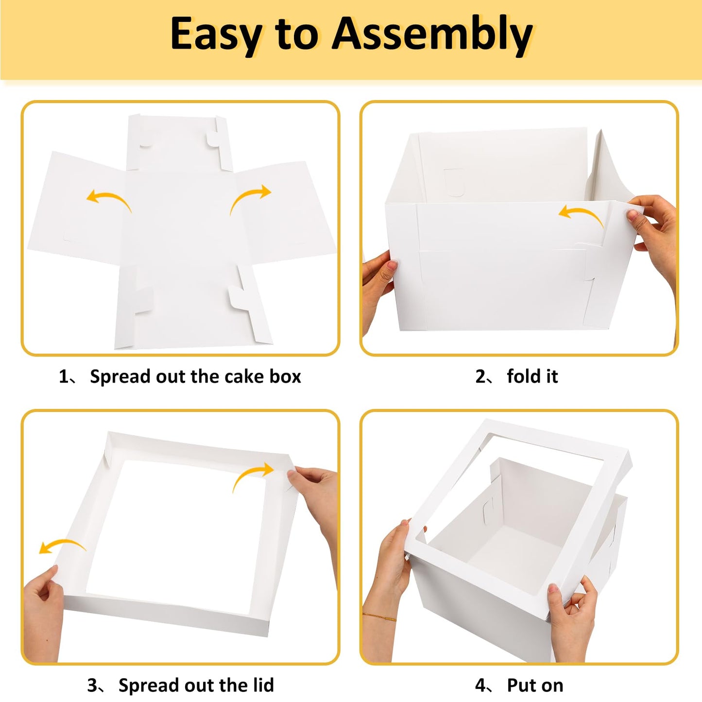 Moretoes 30pcs Cake Boxes 12x12x8 Inch, Bakery Containers with Large Window, 12 Inch White Cake Carrier, Disposable Boxes for Birthday, Party, Cupcake Cookie Pie Pastry