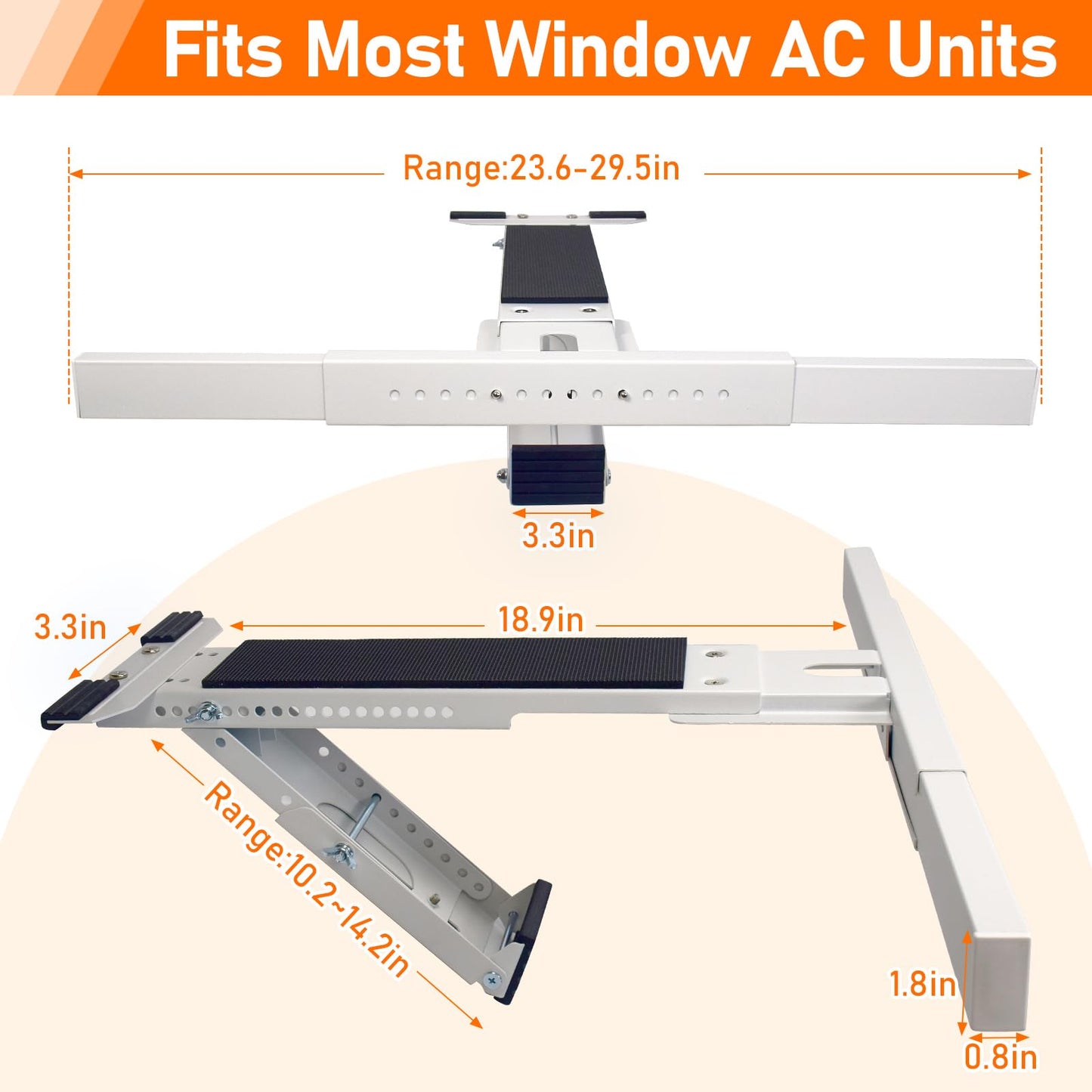 CAT SO RICH No Drill Window AC Bracket, Single Arm Support for Small Windows, Holds Up to 165 lbs, Adjustable Indoor Installation for Window Air Conditioners