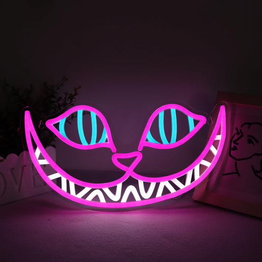 Cheshire Cat Neon Signs Alice in Wonderland Neon Light for Wall Art Decor, Smile Cat LED Lights for Dimmable LED Lights for Bedroom Man Cave Party Bar Background Decoration Birthday Gifts