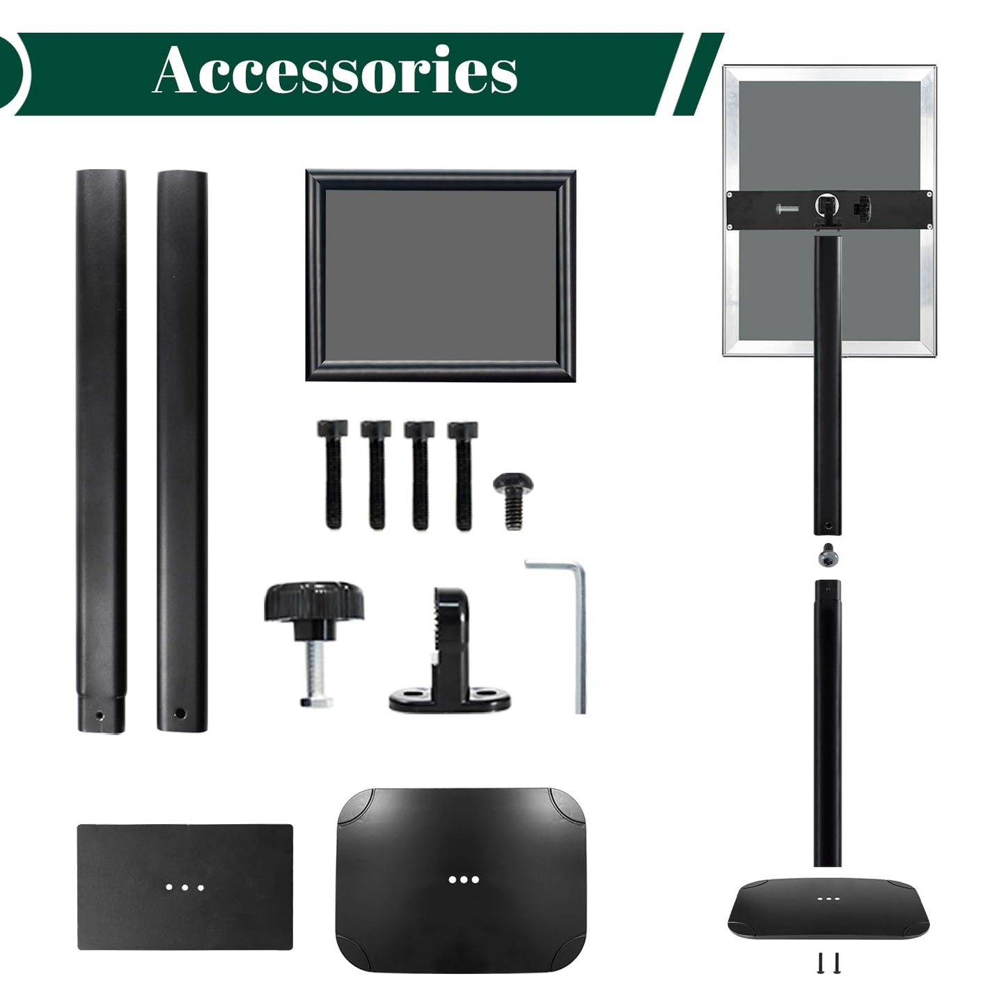 3Pcs Heavy Duty Pedestal Sign Holder for Display, 11 x 17 inches Adjustable Floor Standing Sign Holder with Weighted Base , Sign Stand for Indoor/Outdoor Advertising，Black