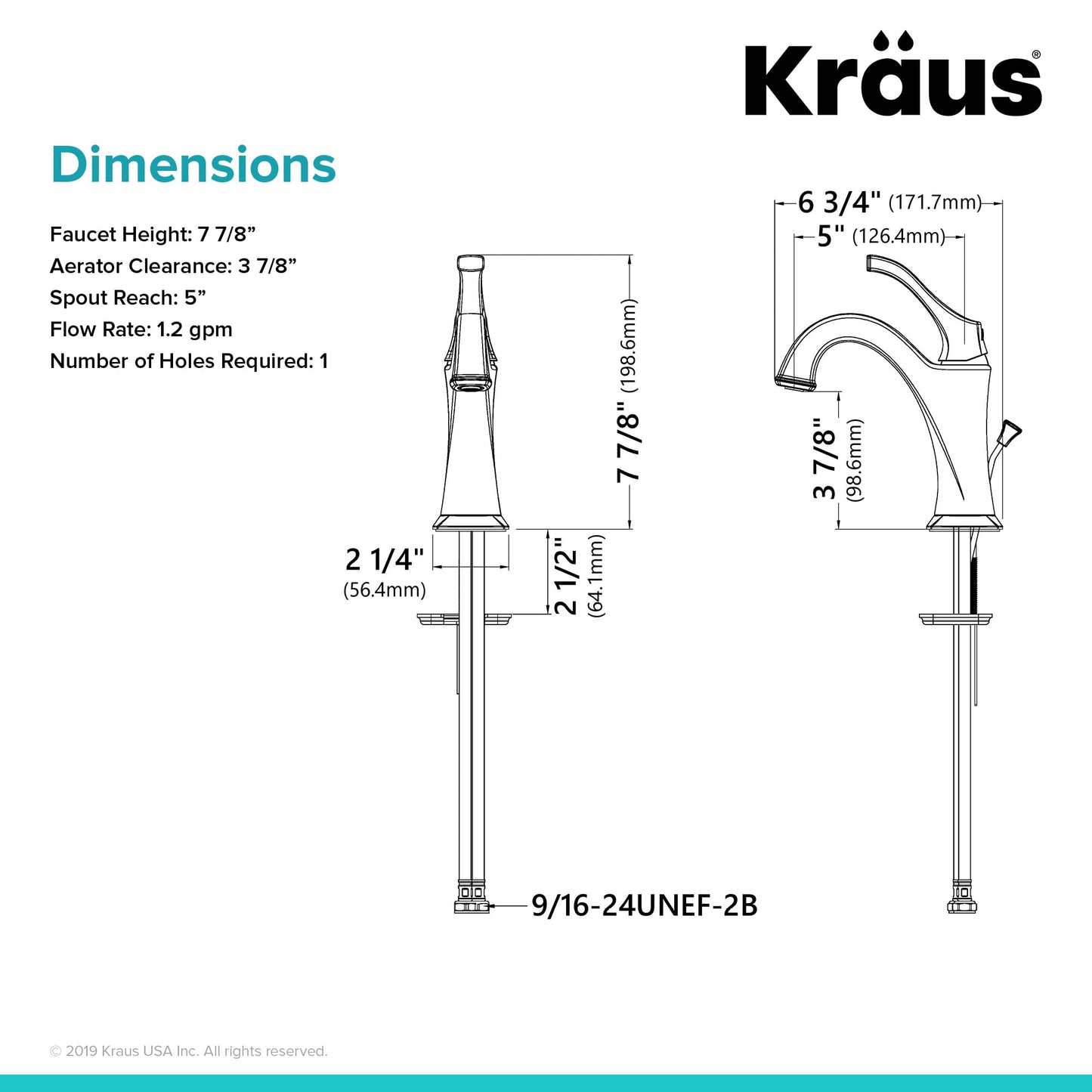 KRAUS KBF-1201SFS Arlo Single Handle Basin Bathroom Faucet with Lift Rod Drain and Deck Plate, Spot-Free All-Brite Stainless Steel