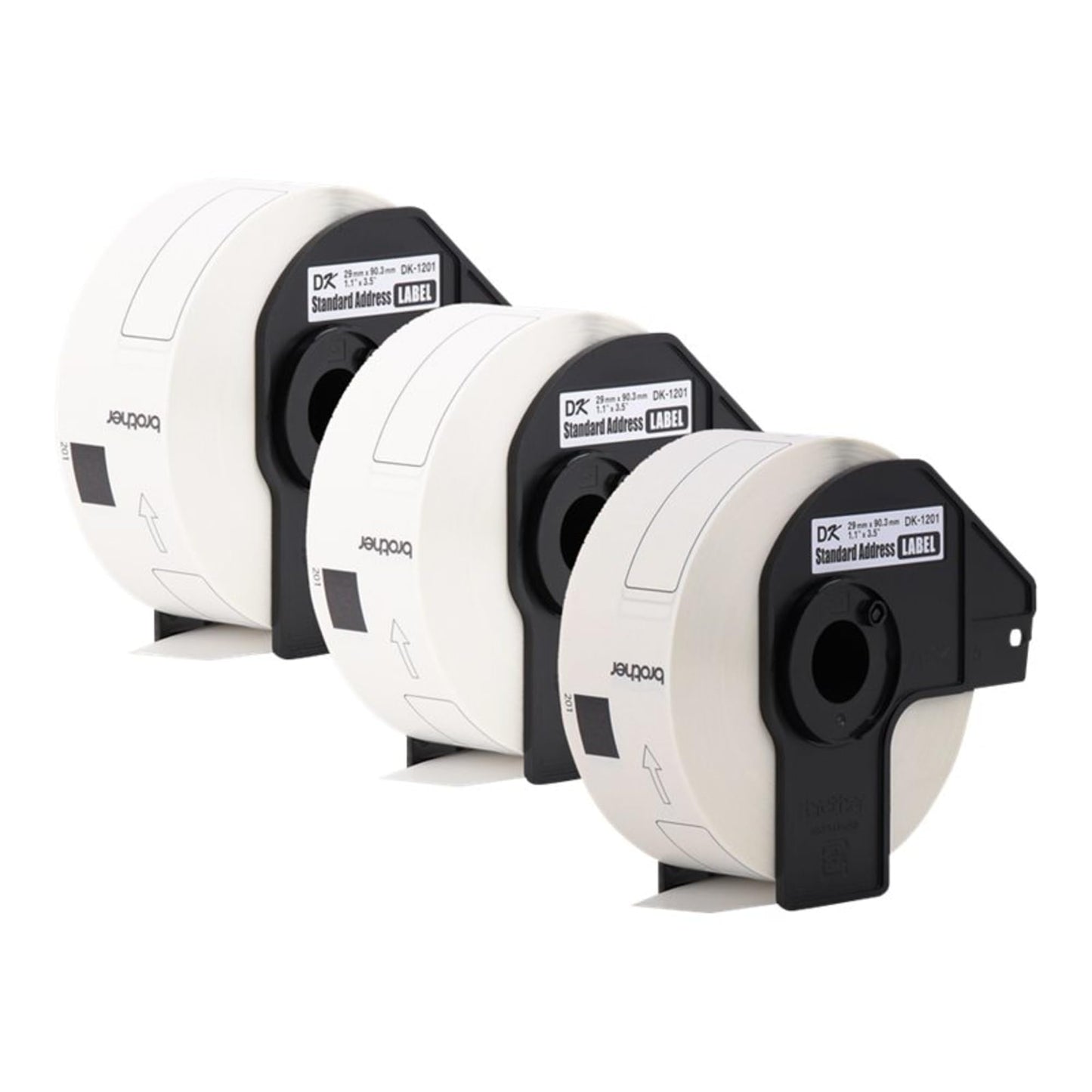 Brother Printer Genuine Die-Cut Standard Rolled Address Labels QL Printer, (DK12013PK), 3 Pack Roll