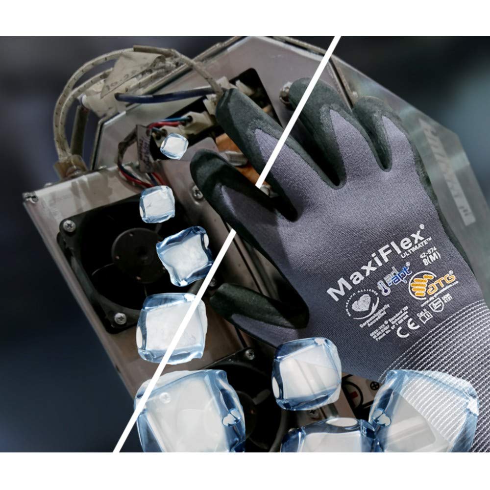 MaxiFlex 34-874 Ultimate - Nylon Micro-Foam Nitrile Grip Gloves - Black/Gray - X-Large - 12 Pairs (Dozen)