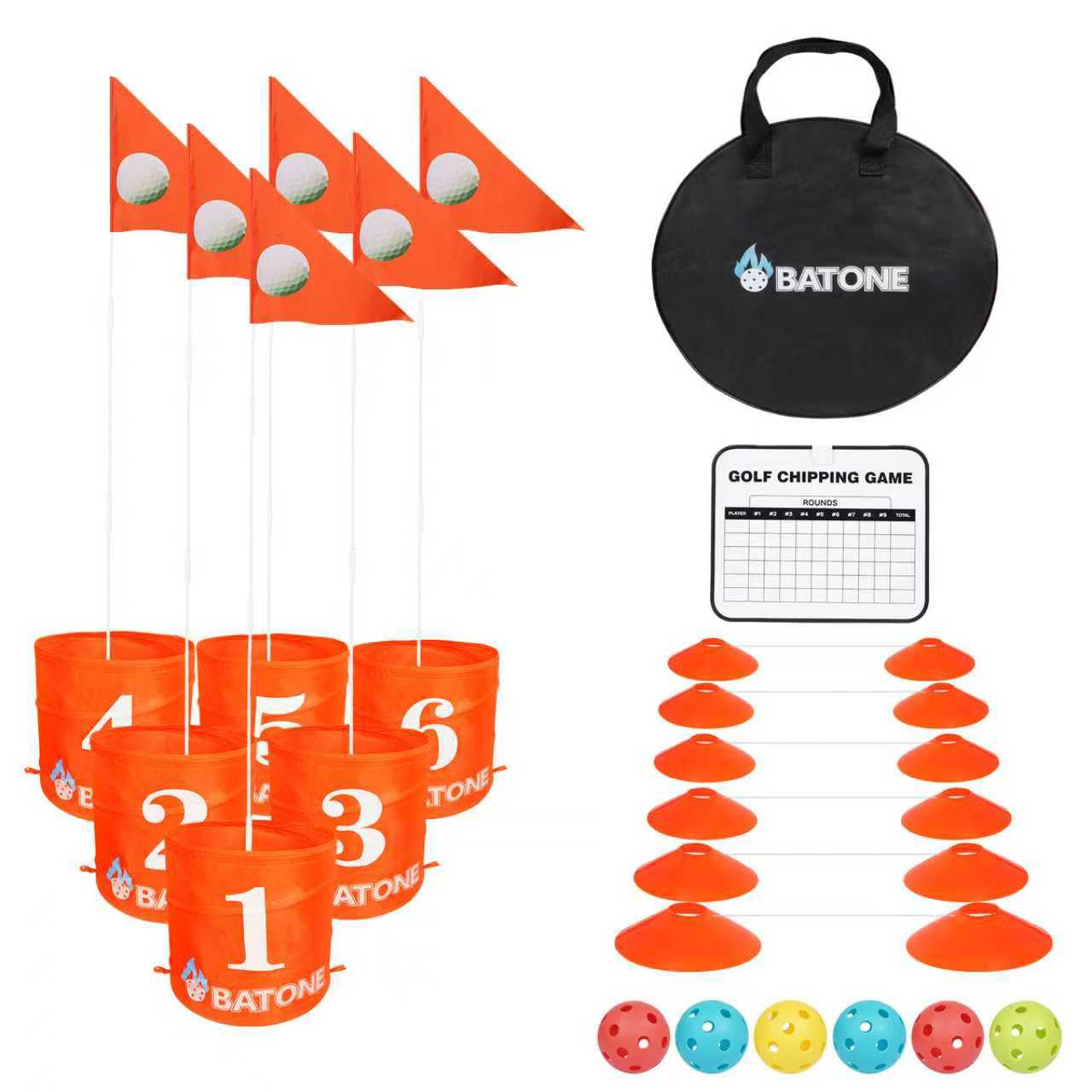 BATONE Backyard Golf Game for Kids and Adults Portable 6 Hole Golf Games Suitable Golf Chipping Game for Yard, Court, Lawn, Beach, Park···