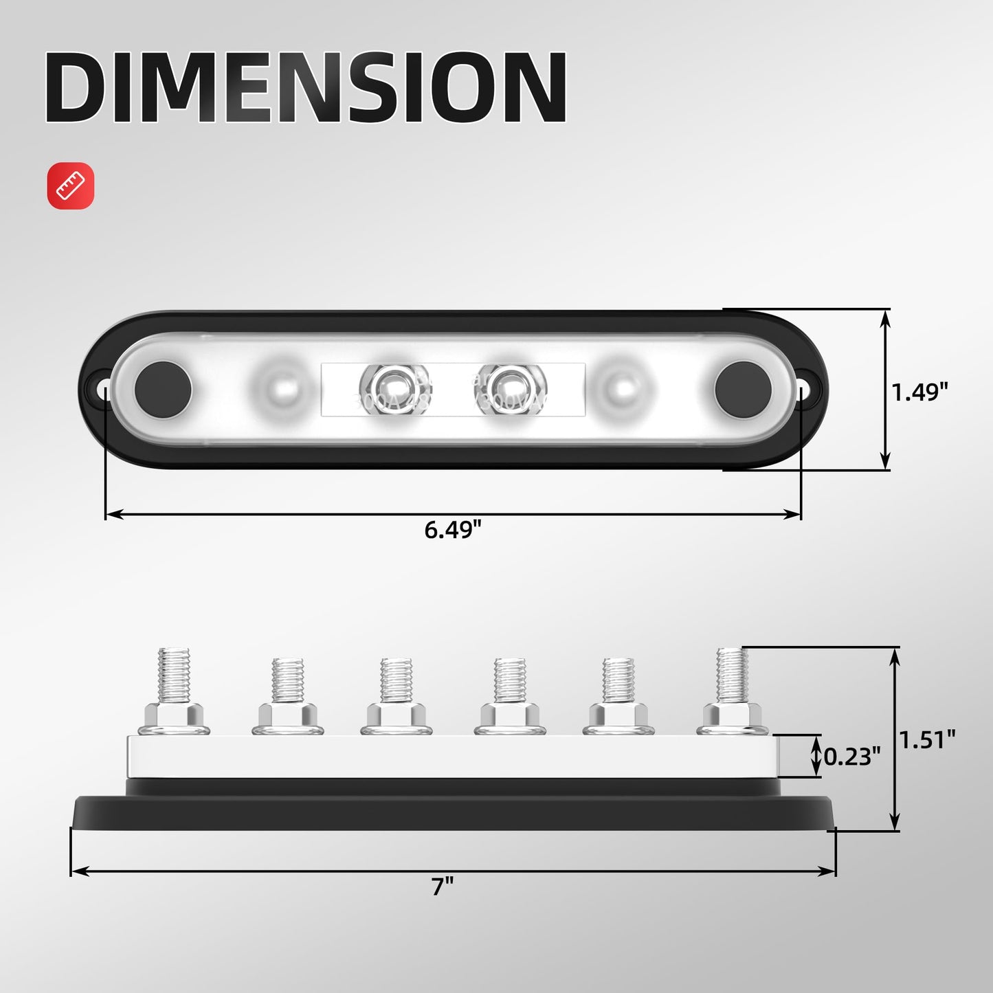 DaierTek Power Distribution Block 300A 12V Bus Bar 5/16" 6 Post Terminal Block with Cover Max 48V DC/300V AC for Marine Automotive Car Truck Solar Systems (Positive and Ground)