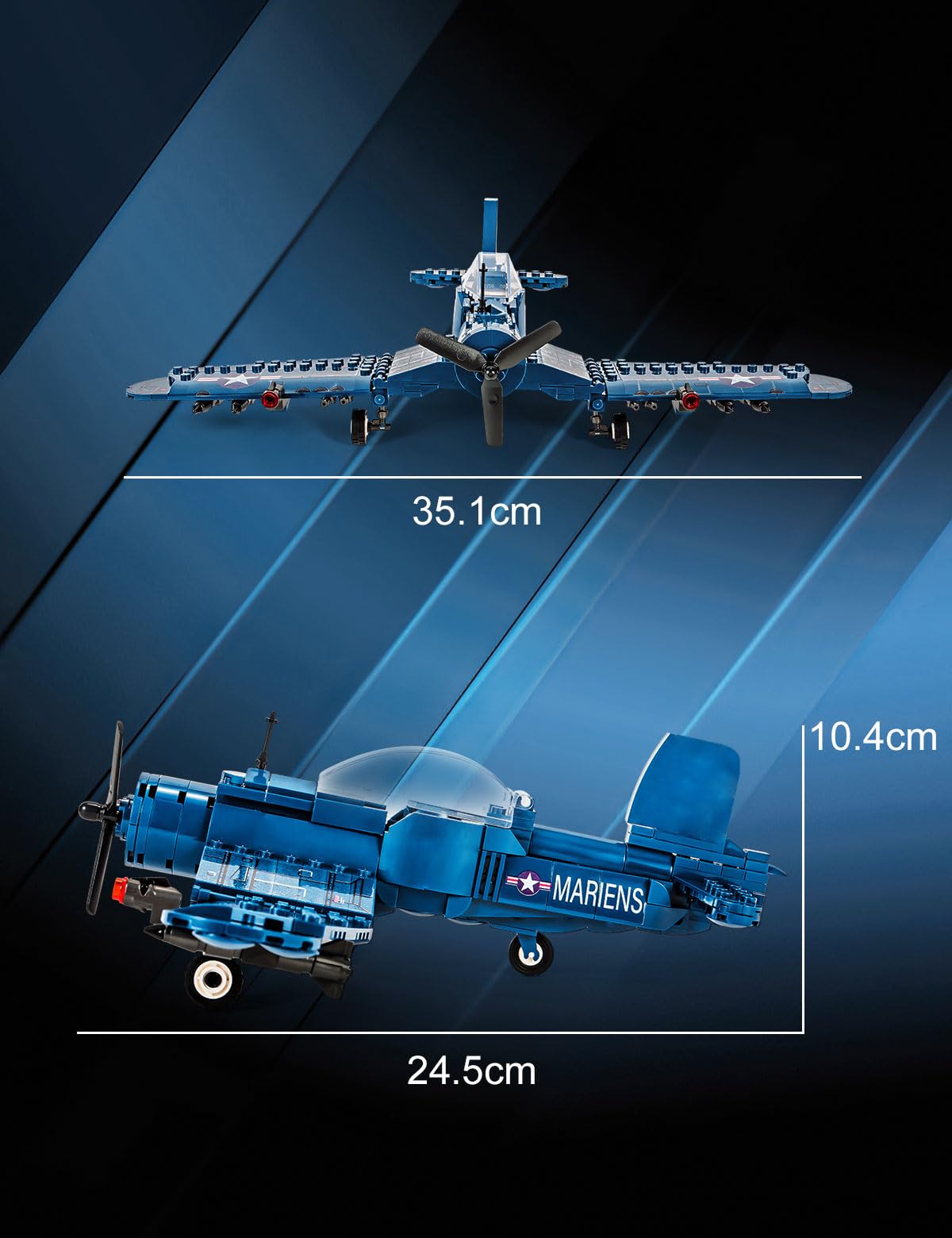 SEMKY Military Fighter Jet F4U WW2 Fighter Aircraft Jet Corsair Air Force Building Block Set (440 Pieces) -Building and Military Toys Gifts for Kid and Adult