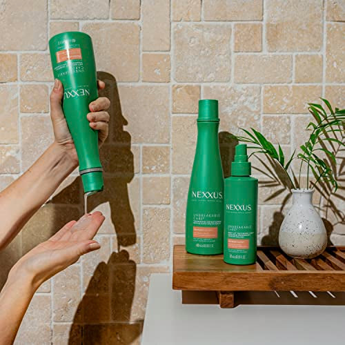 Nexxus Unbreakable Care Shampoo Conditioner and Leave-In Spray 3 Pack For Fine and Thin Hair with Keratin Collagen Biotin 13.5 oz 6 oz