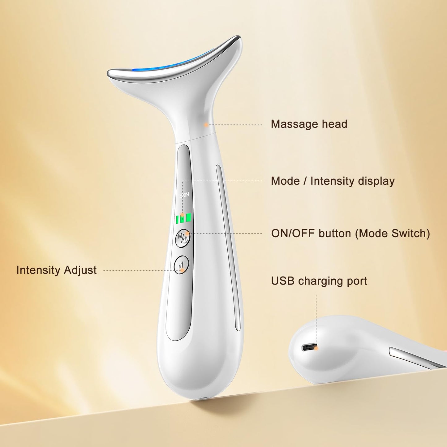 AZMAVO Facial and Neck Massager for Face, Neck & Eye - Skin Lifting & Firming - Wrinkle & Dark Circle Reducer - at Home Skin Care Face Sculpting Tool and Neck Massager