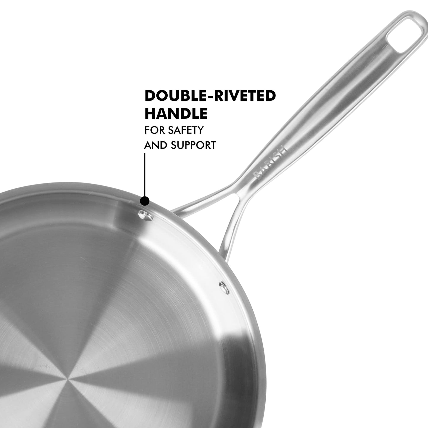 Babish 12-Inch Tri-Ply Stainless Steel Frying Pan with Lid – Professional Grade Skillet for Searing, Sautéing & Even Heat Cooking