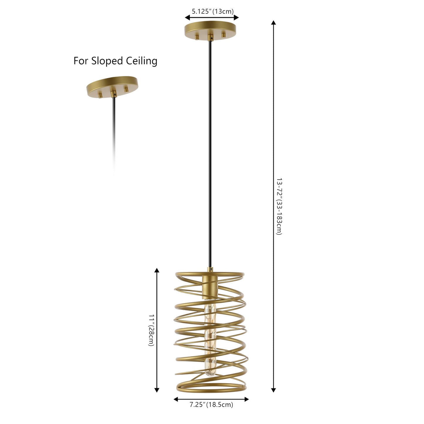 JONATHAN Y JYL7910A Helisa 7.25" 1-Light Modern Contemporary Iron Spiral LED Pendant, Gold Paintingfor Bedside Table, Kitchen Island, and Dining Table