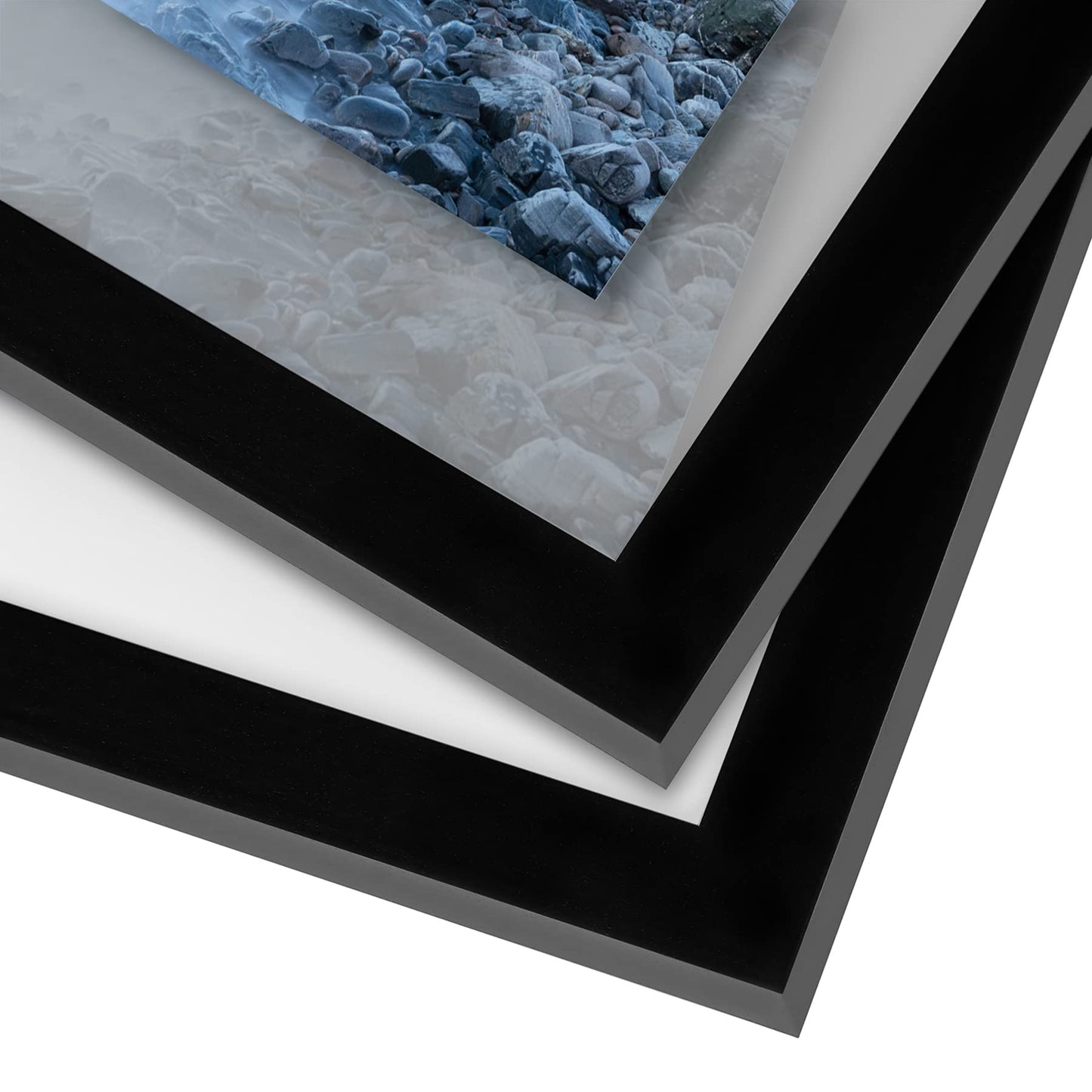 Americanflat 11x14 Floating Picture Frame with Polished Crystal-Clear Glass - Set of 2 - Use as 8x10 Frame or Display 5x7 Photo - Signature Float Collection - Photo Frames for Wall Display - Black