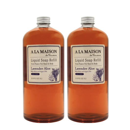 A LA MAISON French Liquid Hand Soap Refill, Lavender Aloe - Natural Hand Wash Made with Essential Oils - Biodegradable, Plant-Based, Vegan, Cruelty-Free, Alcohol & Paraben Free (33.8 oz, 2 Pack)