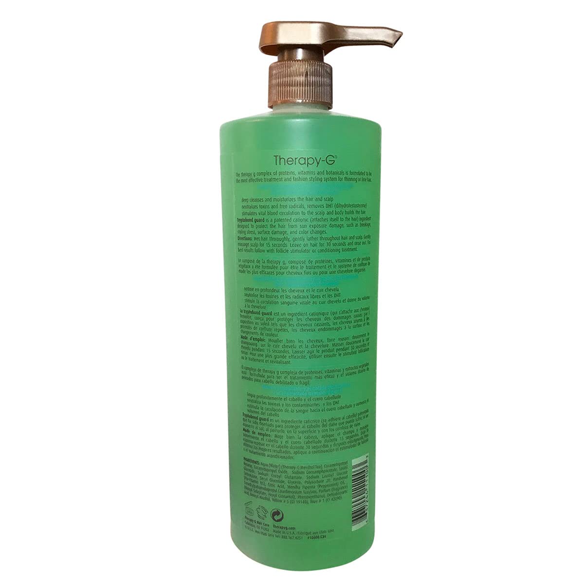 Therapy-G Antioxidant Shampoo For Chemically Treated Hair For thinning, fine hair and anti hair loss. Hair regrowth and color protector Liter 33.8 oz