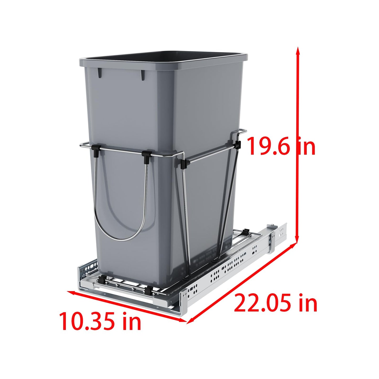 35QT Pull Out Trash Can for Under Sink Storage, Adjustable Sliding Drawer System, Doesn't Include Door Fittings (35 qt)