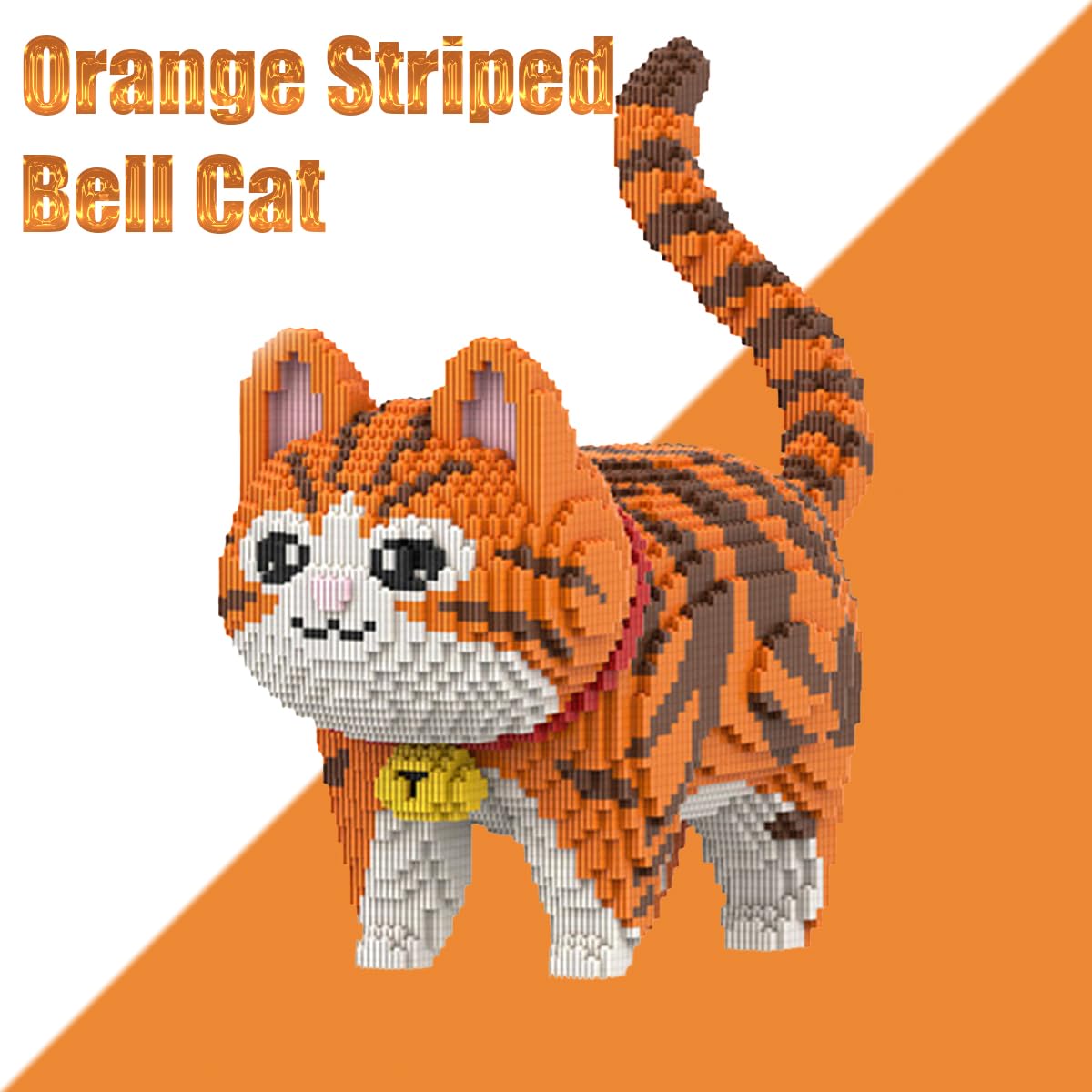 HONLANCH Animal Orange Striped Bell Cat Micro Building Blocks Set（8000PCS） Gift for Adult and Kid