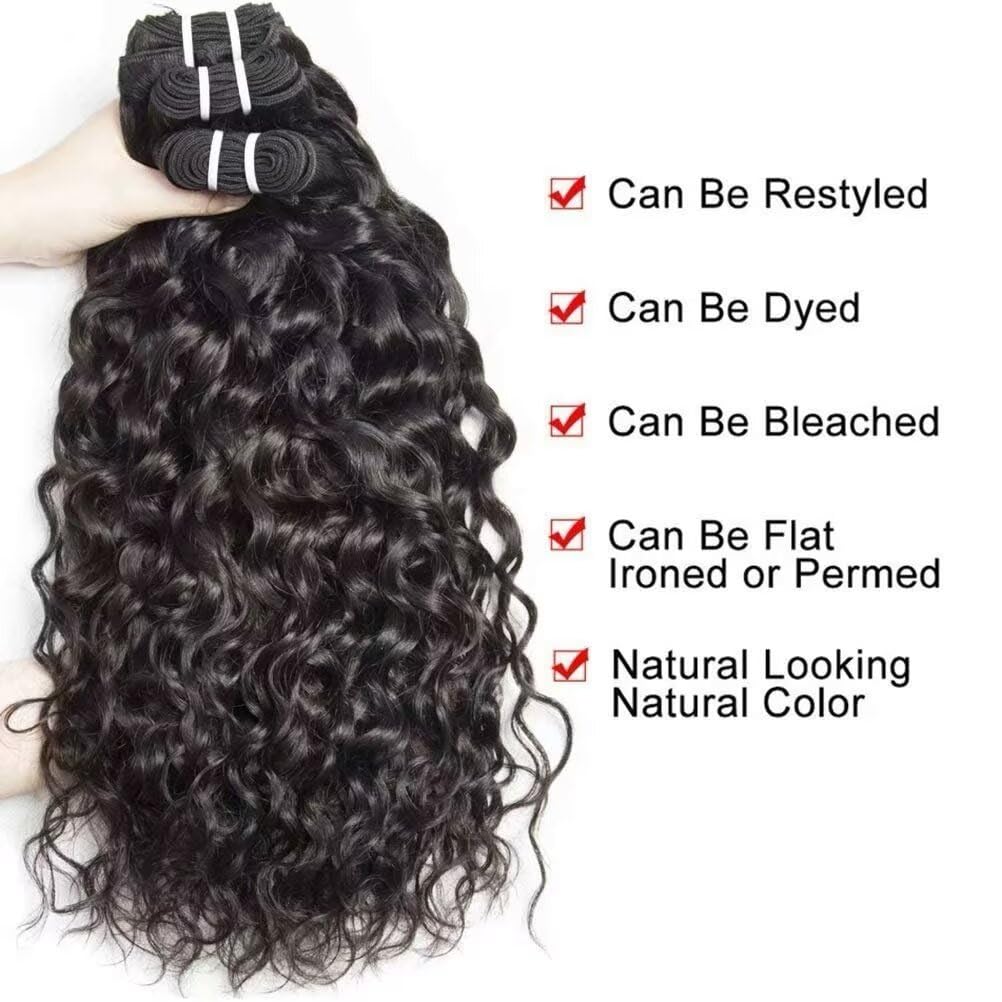 Yavida Water Wave Human Hair Bundles Wet and Wavy Human Hair Weave Bundles Brazilian Bundles Human Hair Unprocessed Remy Human Hair Water Wave Bundles 12 14 16 Inch
