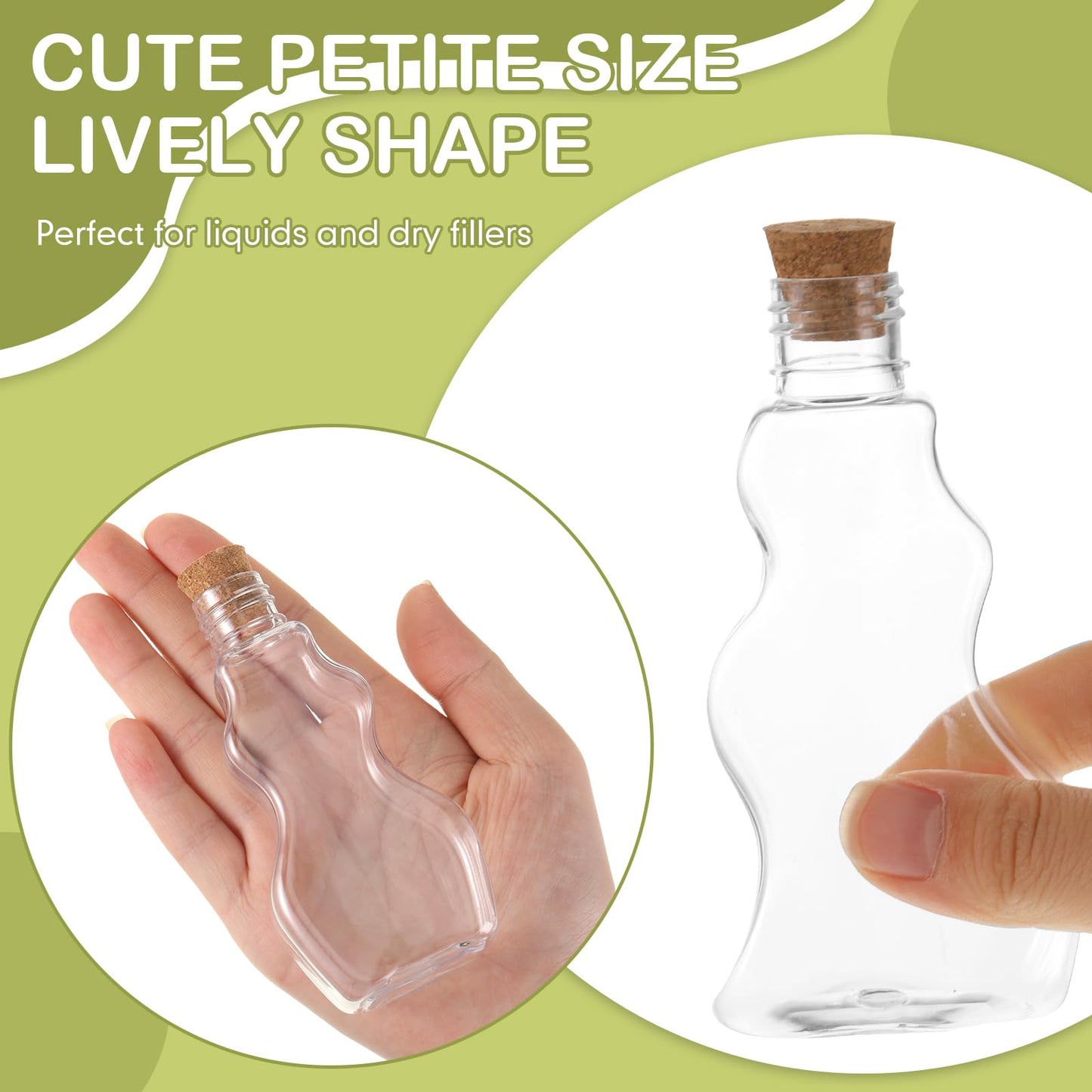 Mumufy 60 Pcs Plastic Sand Art Bottles for Kids 2.5 oz Sand Art Containers Bulk for Back to School Student Gifts Wedding Invitations Crafts Supplies Girls Decorations, 3 Styles(Wood,Cork Topper)