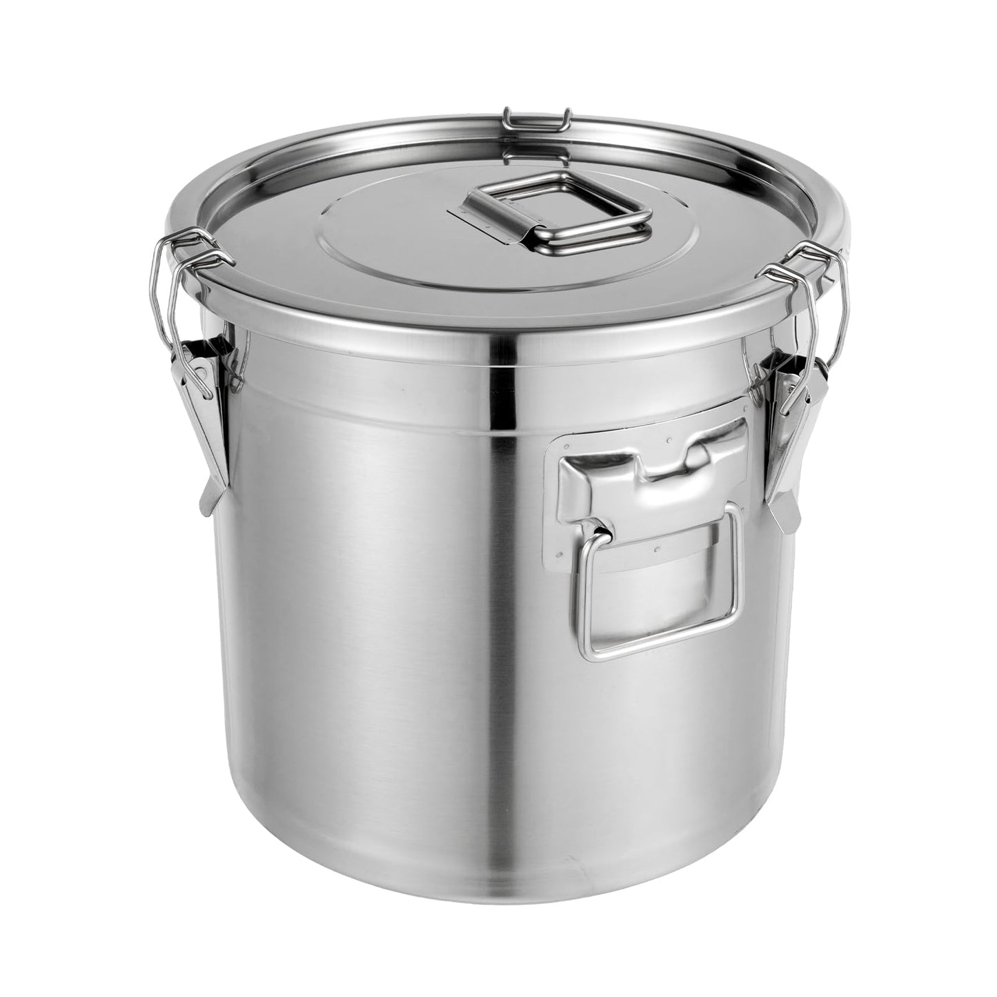 DYNAMI 5.5Gal 304 Stainless Steel Airtight Container with Lid and Locking Clamp,17-38Lbs Metal Bucket Stainless Steel Drum Large Canister for Kitchen,Dog Food/Bird Seed/Coffee Storage Container(21L)