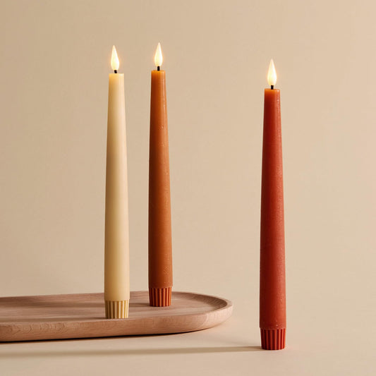 LampLust Battery Operated Candles with Remote, 9 Inch, 3 Pack Gradient Orange LED Candles Flickering Flameless Candles for Spring Home & Wedding Decor, Mantle Coffee Table & Shelf Decor