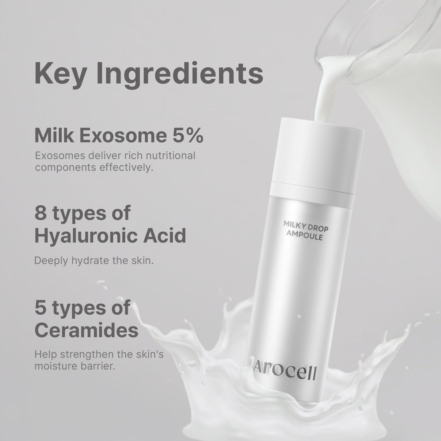 AROCELL Milky Drop Ampoule - 30ml / 1.01floz for Skin Moisturizing Soothing Clear Skin Korean Skincare