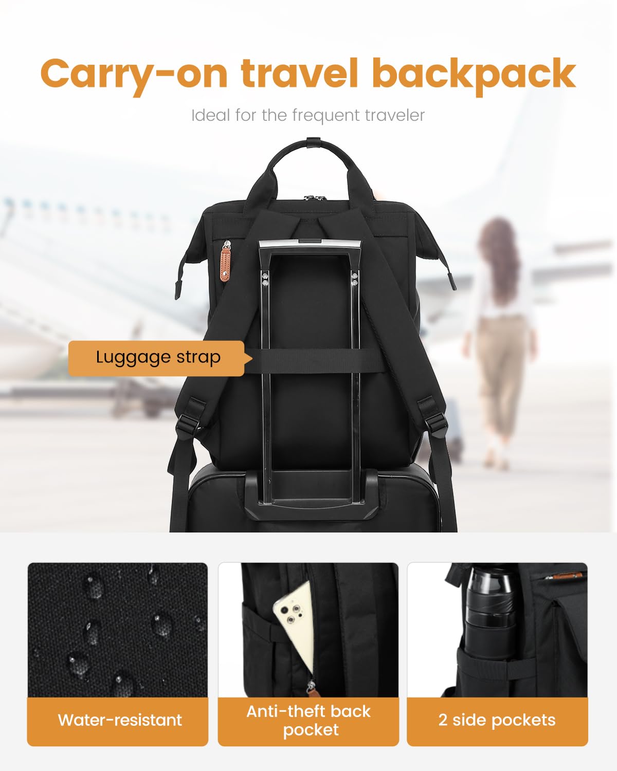 LOVEVOOK Laptop Backpack for Women Work Travel Backpack Business Commuter Computer Bag Teacher Doctor Nurse Bags College Backpack Purse, 17 Inch, Black-brown