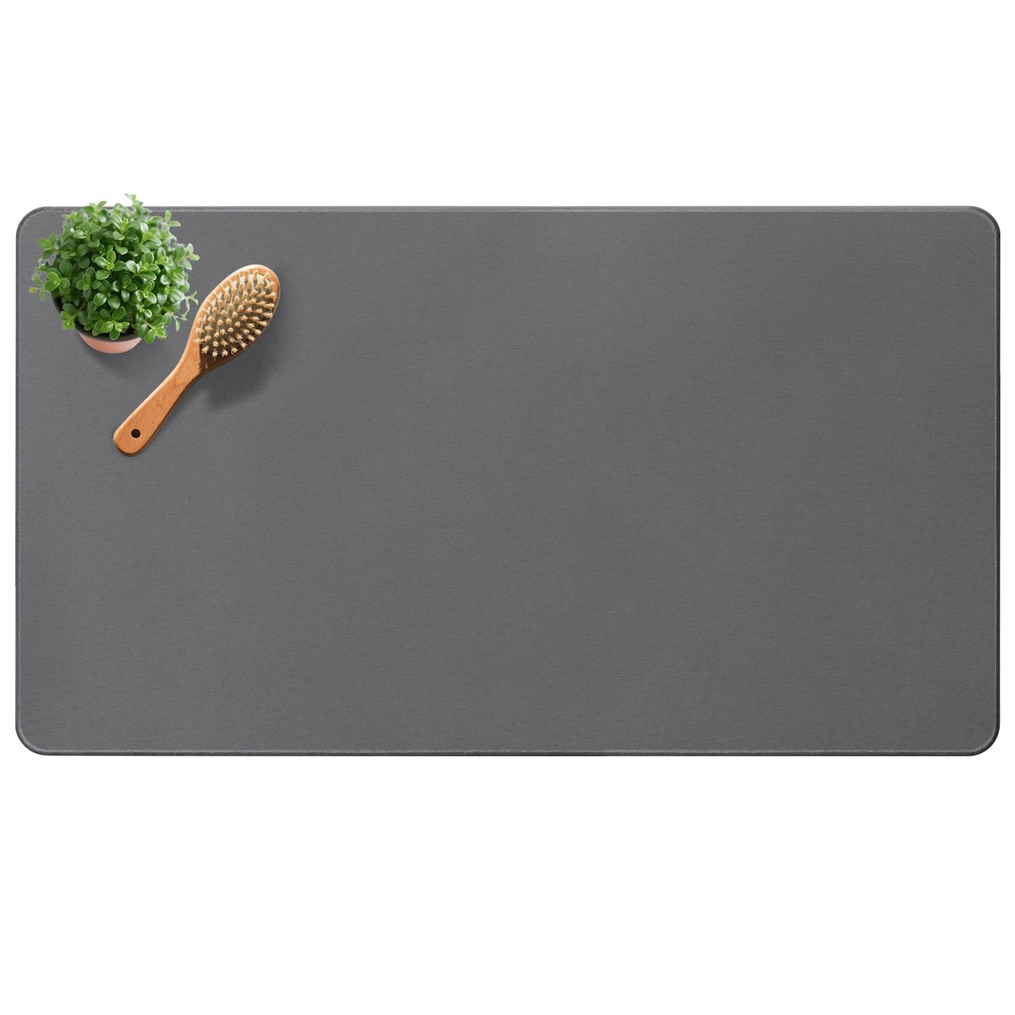 Yinoos Large Diatomite Stone Bath Mat, Premium Non-Slip Natural Diatomaceous Earth Bathtub Quick Drying Mats for Bathroom Floor (30" x 17" Dark Gray)